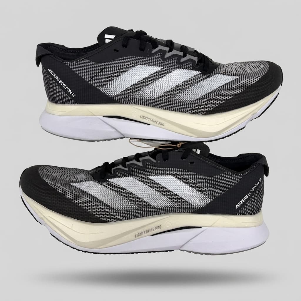NEW Adidas Adizero Boston 12 MenElite Running Shoes Black White -Multi sz-ID4234