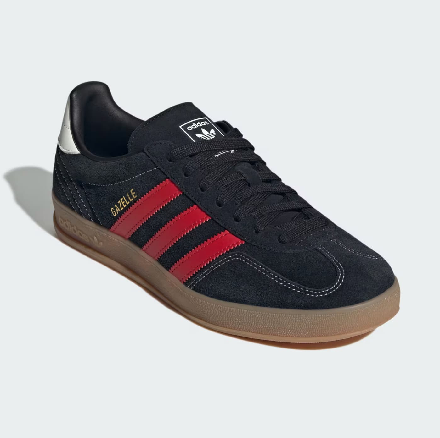 adidas Gazelle Indoor Mens Black Red Gum Suede Sneakers IH9653 New Box